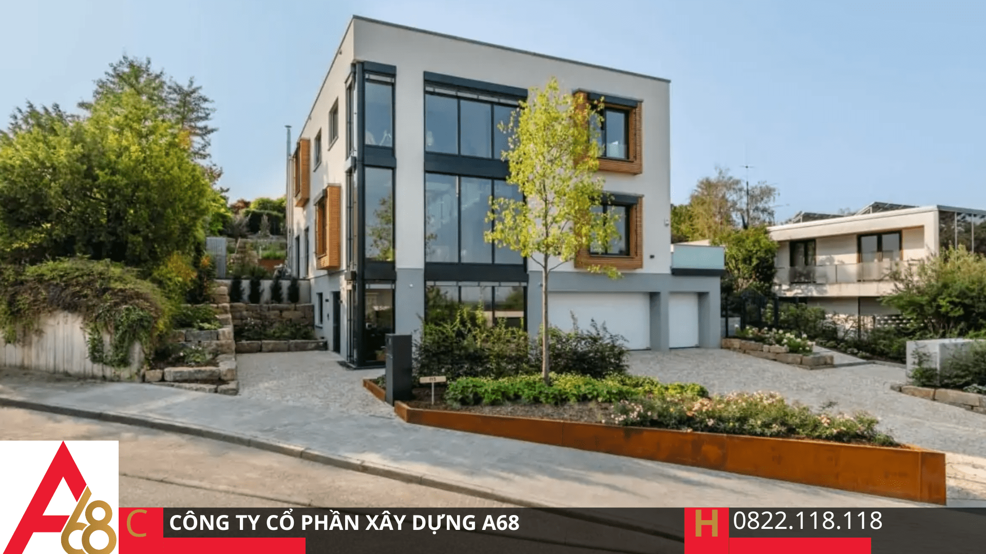 mẫu nhà hiện đại bên sườn dốc